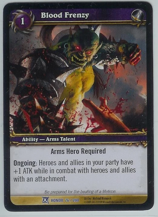 WORLD OF WARCRAFT WoW TCG NM Rare Ability #76/208 BLOOD FRENZY - Fields of Honor - Image 1 of 1