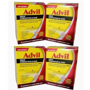 4 PACK Advil Sinus & Congestion Relief Tablets, Pain Reliever Fever Reducer 25CT - Picture 1 of 5