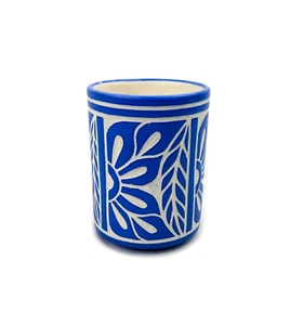 Vintage Pablo Zabal Signed Ceramic Cup - Blue and White - Floral Pattern - Bild 1 von 11