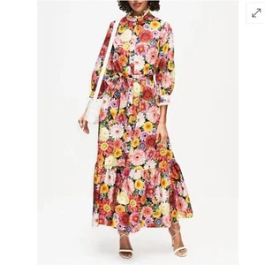 Vestido Camisa Borgo de Nor Marni Estampado Floral Sobre El Arco Iris Volantes Nuevo Talla 8 - Imagen 1 de 16