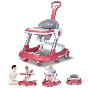 Baby Walker with Wheels 5 in 1 Foldable Activity Center with Mute Wheels Adjusta - Picture 1 of 9