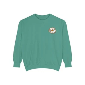 White Daisy Embroidered Flower Pullover Sweatshirt, Flower Lover Gift  - Picture 1 of 11