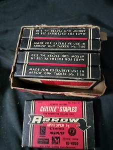 5 Vtg Arrow Fastener T50 Cement Coated Ceiltile Staples Gun Tacker Ceiling Tile - Picture 1 of 10