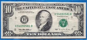 1995 Vintage $10 FRN ~ St Louis District ~Ten Dollars Bill ~  Small Face - Picture 1 of 2