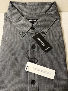 New Express Men’s XL Gray Grey Button Up Down Dress Casual Long Sleeve Shirt NWT - Picture 1 of 4