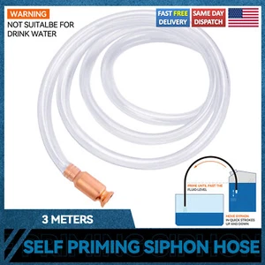 10FT 3/4" Siphon Hose Pump Self Priming Jiggler Shaker Transfer Fuel Water Oil - Picture 1 of 10