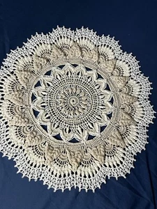 A100% Cotton Handmade Crochet Tablecloth Doily Lace. Natural-Whit 13,5 inch. new - Picture 1 of 7