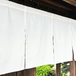 Japanese Noren Door Curtain 100% Cotton White 4-Split 47x17in Made in Japan - Picture 1 of 6