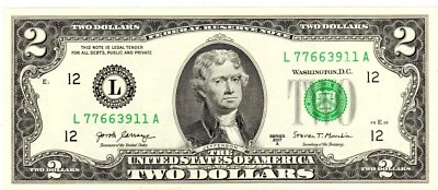 Crisp UNC 2017A 2$ San Francisco Federal Reserve Note, Ft Worth printing, [C3 - Image 1 of 2