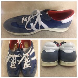 Ecco Men's Suede Low Sneaker Shoes Size US 13 Blue  White Comfort Lace Up
