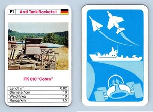 FK 810 "Cobra" - Military Rockets 1970's ACE Trumps Card - Picture 1 of 1