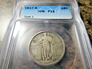 1917-S STANDING LIBERTY QUARTER TYPE 1 ICG F12  3101 - Picture 1 of 2