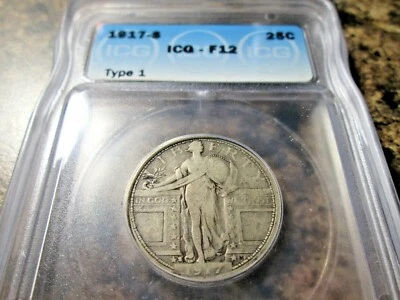 1917-S STANDING LIBERTY QUARTER TYPE 1 ICG F12  3101 - Image 1 of 2