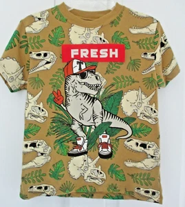 NWOT Boys GSTR Graphic Print T-shirt, "Fresh" Urban T-Rex & Dinosaur Bones, Sz 7 - Picture 1 of 4