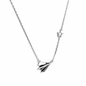 Paper Plane Necklace 925 Sterling Silver Necklace - Picture 1 of 5