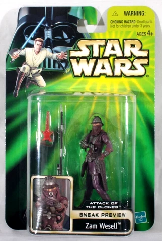 2001 HASBRO STAR WARS ATTACK OF THE CLONES SNEAK PREVIEW ZAM WESELL FIGURE MINT! Cover