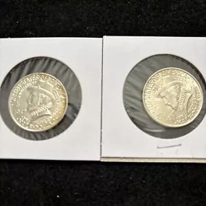 Medio dólar conmemorativo de plata Roanoke 1937 2 piezas Sir Walter Raleigh GEM BU - Imagen 1 de 6