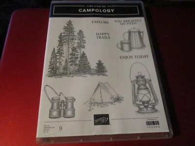 CAMPOLOGY Stamp Set Stampin Up Lantern Woods Happy Trails Tent A23 - Image 1 of 2