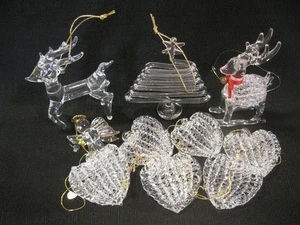 Lot Of 10 Vintage Hand Spun & Clear Blown Glass Ornaments! Reindeer, Heart, Tree - Picture 1 of 13