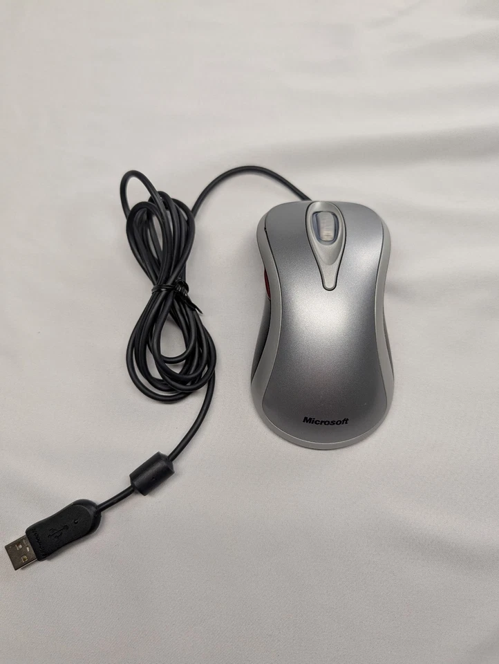 Microsoft Comfort Optical Mouse 3000 Gray Wired USB P/N X812481 Vintage Tested - Image 1 of 4