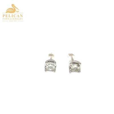 14K WHITE GOLD DIAMOND STUD EARRINGS (ye kp) (PDS036072) - Image 1 of 4