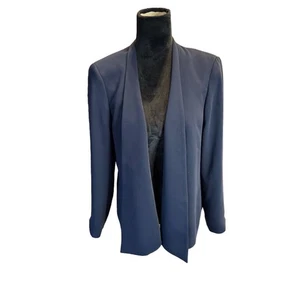 The Fold Le Marais Blue Wrap Blazer Jacket Women’s Size 16 Open Front Mid-Length - Picture 1 of 12