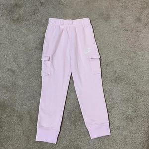 Nike Kids Pink Athletic Pull On Lounge Cargo Soft Sweatpants Girl Size 5-6-New  - Picture 1 of 5