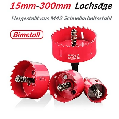 15-300mm Rot Lochsäge Bohrkrone M42 HSS Bi-Metall Dosenbohrer Dosensenker Bohrer - Bild 1 von 4
