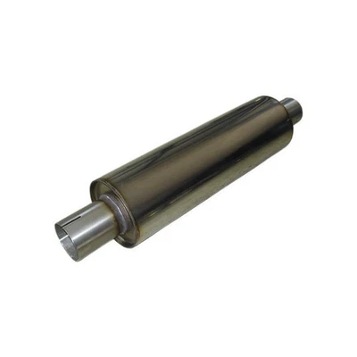 Universal Schalldämpfer rund Edelstahl 63,5mm 150x420 Stutzen FOX UNI-46642063s - Bild 1 von 3