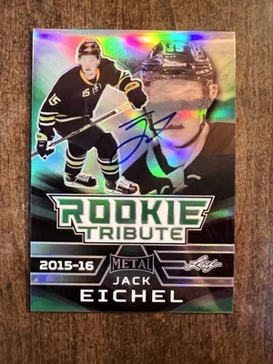 Jack Eichel Rookie Auto Green Parallel 1/3 15-16 Leaf Metal Hockey Card - Image 1 of 4