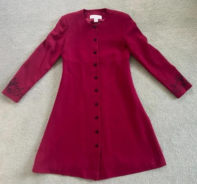 VINTAGE JONES NEW YORK Holiday Coat Dress Size 4 Lined Detail on Sleeve Buttons - Image 1 of 4