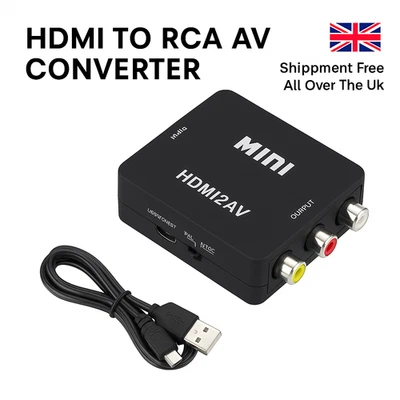 RCA To HDMI AV Adapter Converter RGB Composite PS2 Phono N64 WII HDTV/DVD - Image 1 of 4
