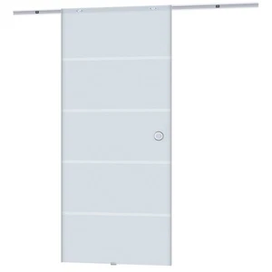 HOMCOM Porta Scorrevole Vetro Satinato a Strisce Kit con Binario in Alluminio - Foto 1 di 10