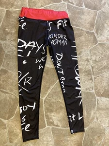 Girls Leggings Black White Red Stretch SZ L - Picture 1 of 6