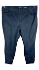 Pantalon en jean bleu Kaari taille 24 W maigre cheville zippée poches noires incurvées 330