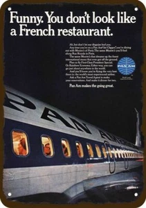 1968 PAN AM AIRLINES CLIPPER JET Vintage-Look-Edge DECORATIVE REPLICA METAL SIGN - Picture 1 of 1
