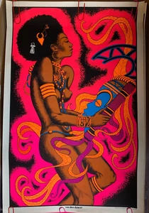 VOO DOO DANCER VINTAGE 1970's HEADSHOP BLACKLIGHT POSTER By AA SALES -NICE! - Picture 1 of 9