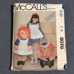 Vtg Raggedy Ann & Andy for McCall's 36" Dolls w Transfer Pattern #8078 Uncut - Picture 1 of 6
