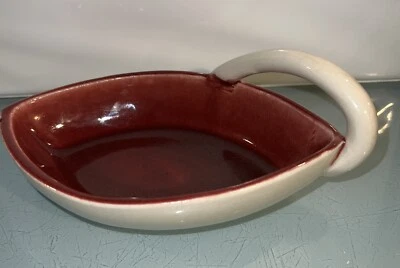 Winfield Pasadena Pottery gravy boat red/brown-cream MCM handle 6 1/2 in READ - Image 1 of 4