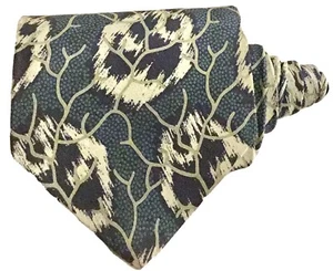 GIORGIO ARMANI Tie Grey Teal Abstract Organic Print 3¾” wide Silk Italy Mint - Picture 1 of 5