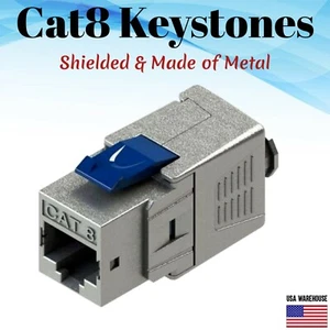 Keystone Metal Jack for Cat8 RJ45 Shielded Tool Free 22-24 AWG S/FTP 2000Mhz Lot - Afbeelding 1 van 5