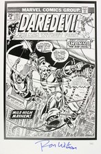 1970s-2000s Ron Wilson Marvel Dare Devil Signed 12x18 Print (JSA)