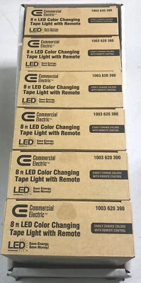 Tira de luz de cinta LED para interiores eléctrica comercial de 8’ con control remoto 6 cajas Foto 1 de 4