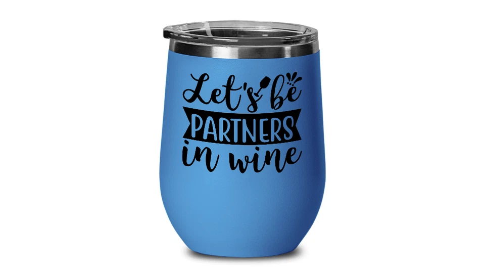 Vaso de vino con tapa, seamos socios en vino, taza, azul Foto 1 de 1