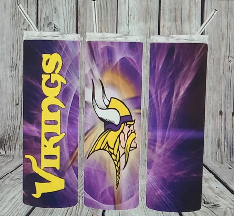 20oz Minnesota Vikings NFL tumbler with box, lid and straw Cover