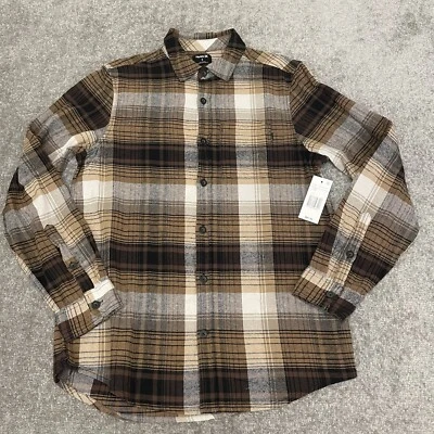 Hurley Shirt Mens Small Brown Plaid Lightweight Flannel Button Up NEW $59 — 第 1/4 张图片