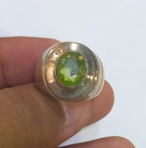 Natural Peridot, Real Green Peridot Ring For Men, Gift Ring, Silver Made - Picture 1 of 6