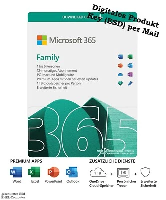 Microsoft 365 Family Office 365 | 6Nutzer | Mehrere PC / Mac | ESD | 1 Jahr - Bild 1 von 4