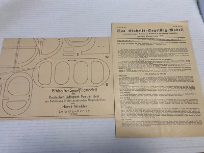 Nachl. Hans Adenaw, piano di costruzione "modello di volo a vela unitario" di... - Immagine 1 di 3