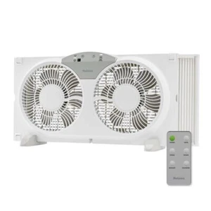 Holmes Window Fan Twin Blade 3-Speed Digital 9" White Remote Control Quiet - Picture 1 of 9